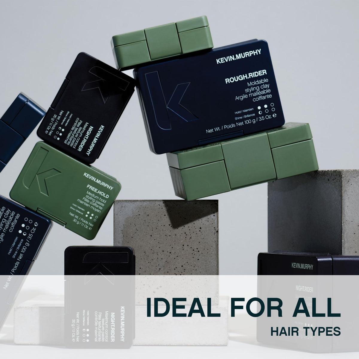 KEVIN.MURPHY ROUGH.RIDER ingredient label highlighting soya and bamboo extracts
