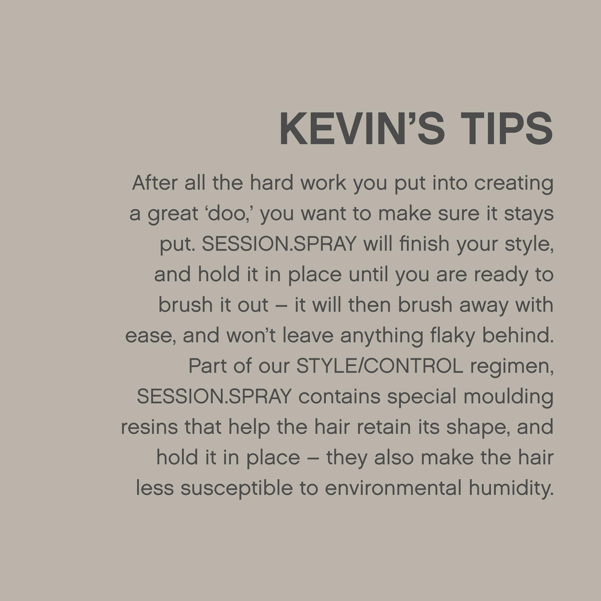 KEVIN.MURPHY ingredient label with ivy and tangerine, botanical care benefit