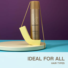 KEVIN.MURPHY 100ml can in hand for size comparison and travel-friendly benefit