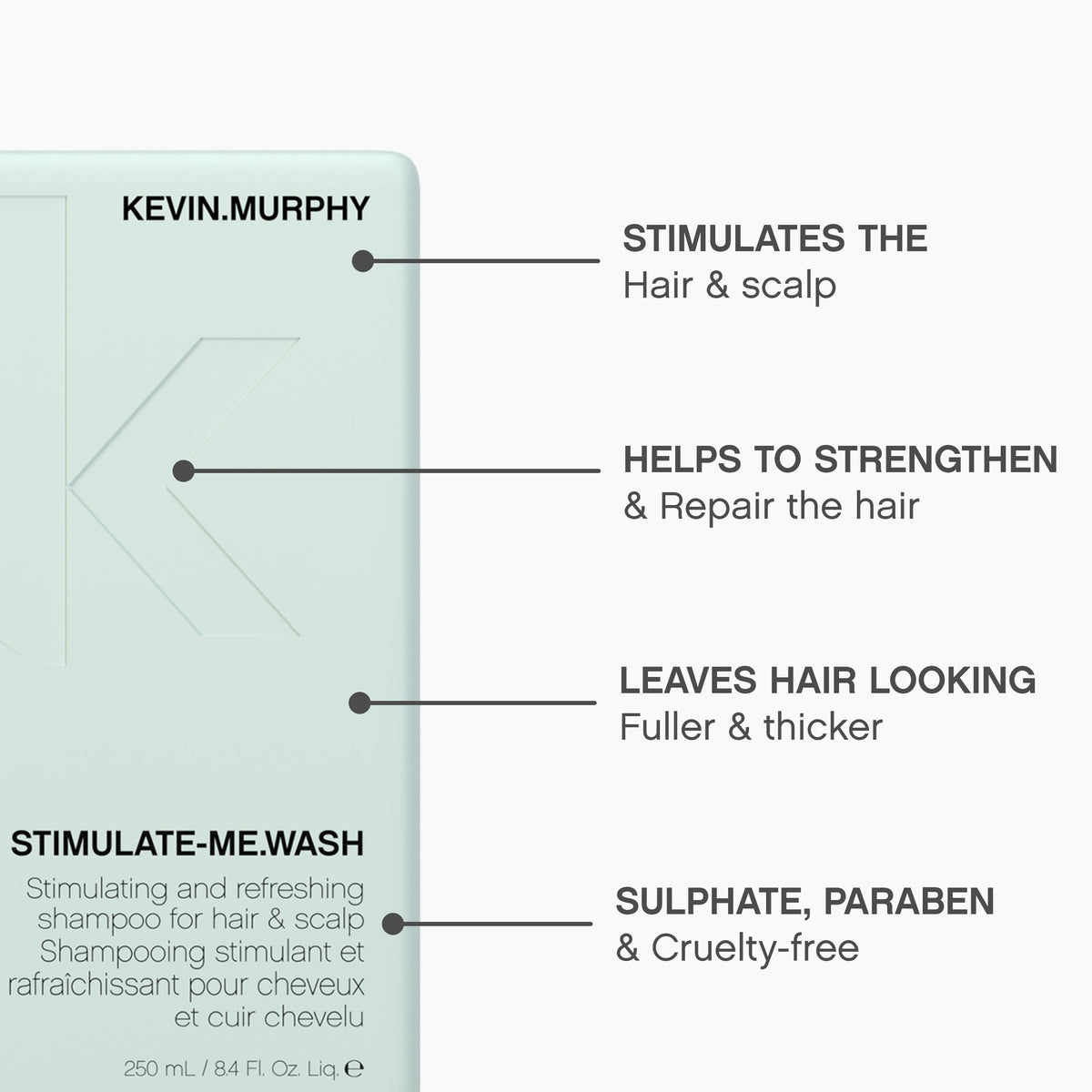 KEVIN.MURPHY dispensing shampoo into hand demonstrating easy use