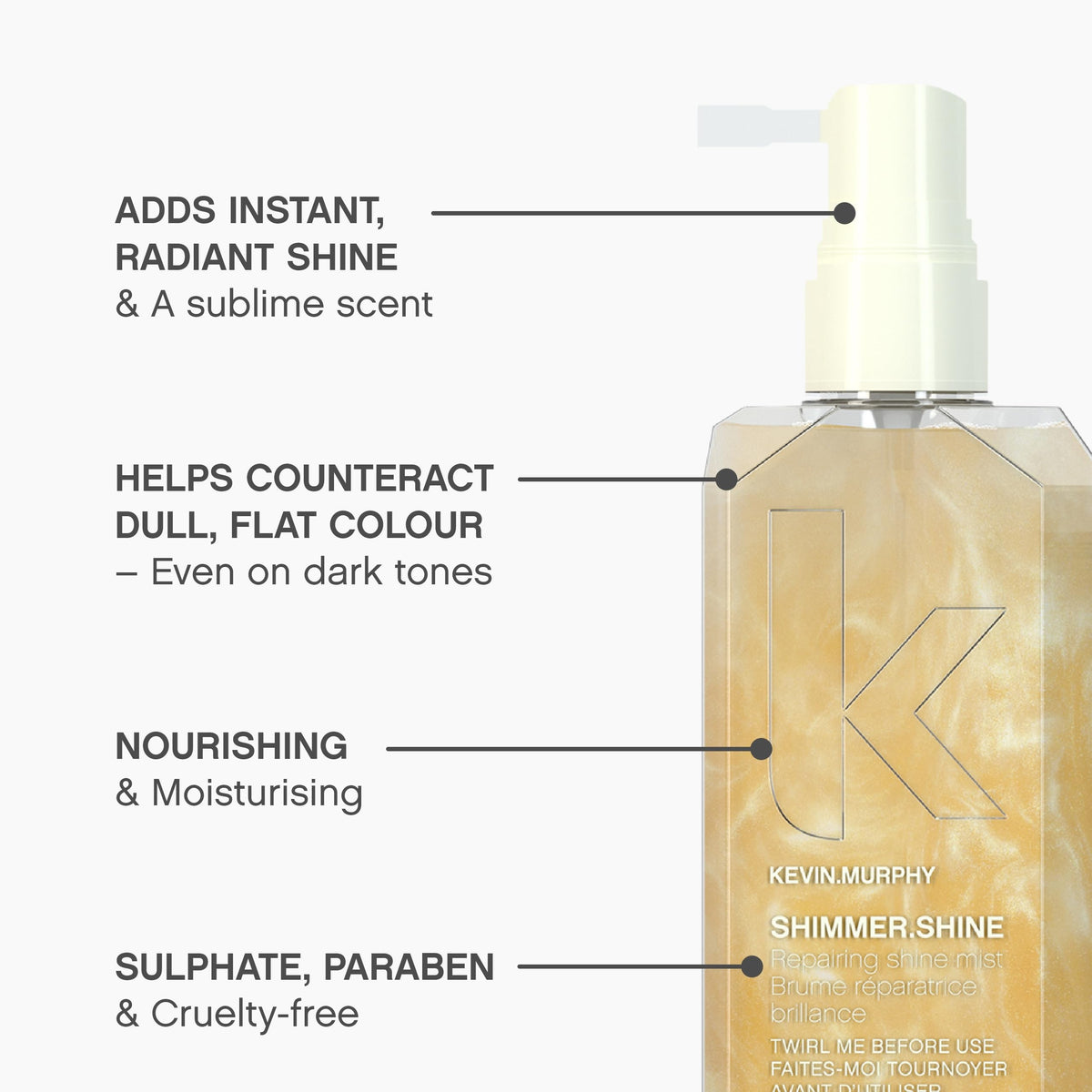 KEVIN.MURPHY comparison of hair strand before and after for visible glossy improvement
