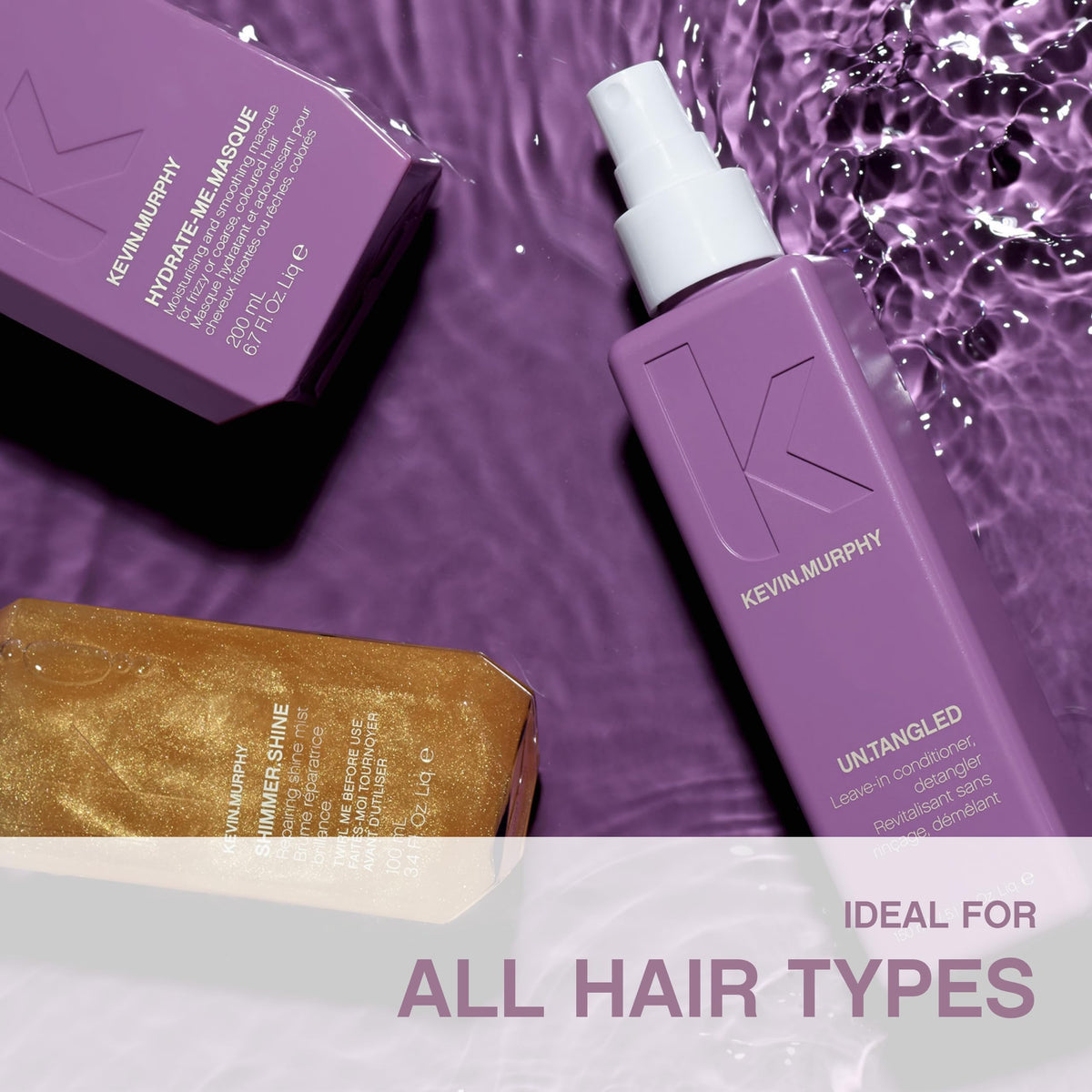 KEVIN.MURPHY bottle in palm illustrating 150 mL scale and travel-friendly convenience