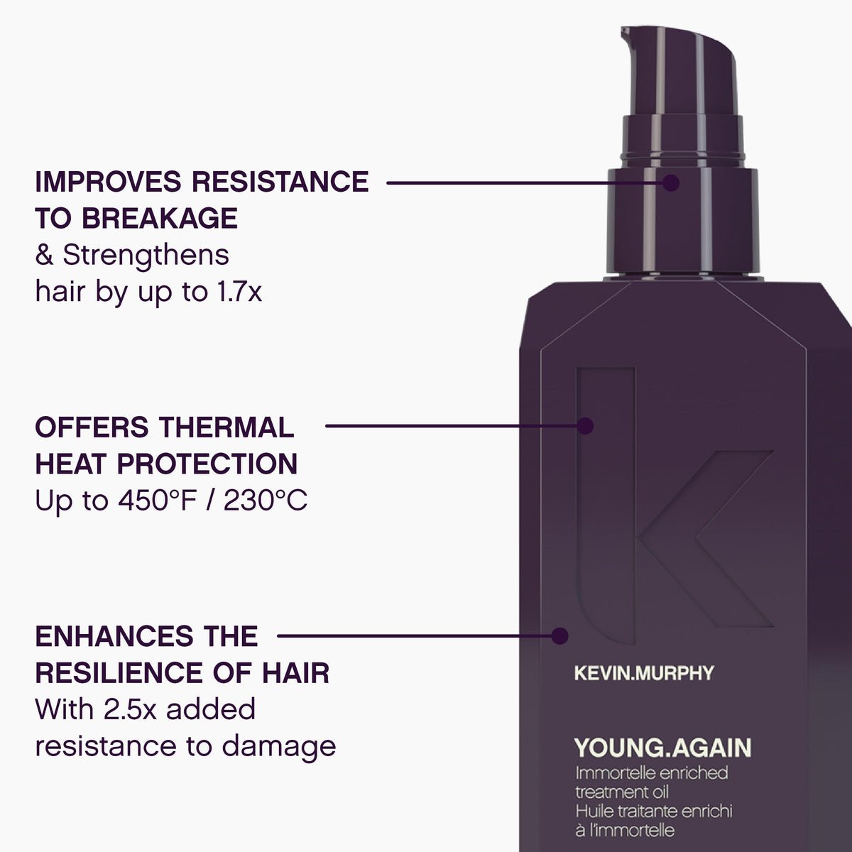 KEVIN.MURPHY applying oil to hair ends to demonstrate smoothing and shine