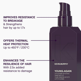 KEVIN.MURPHY applying oil to hair ends to demonstrate smoothing and shine