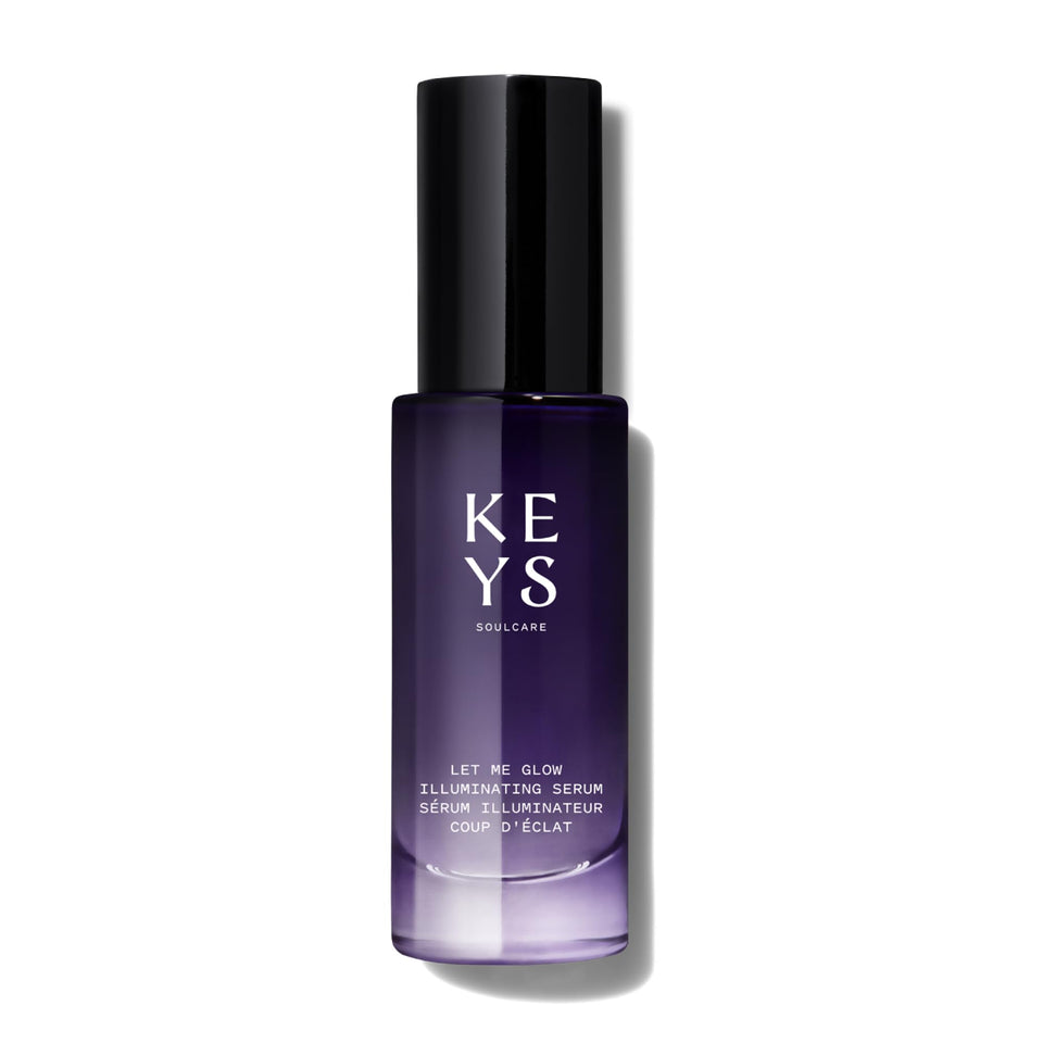 Keys Soulcare front packaging showing bottle and glow benefits