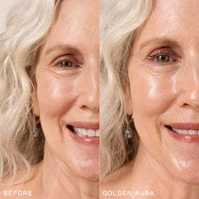 Keys Soulcare serum applied on model demonstrating dewy glow benefit