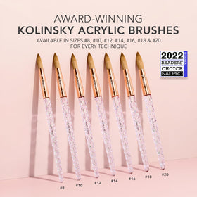 Kiara Sky brush bristle close-up showing Kolinsky tip for precise bead control