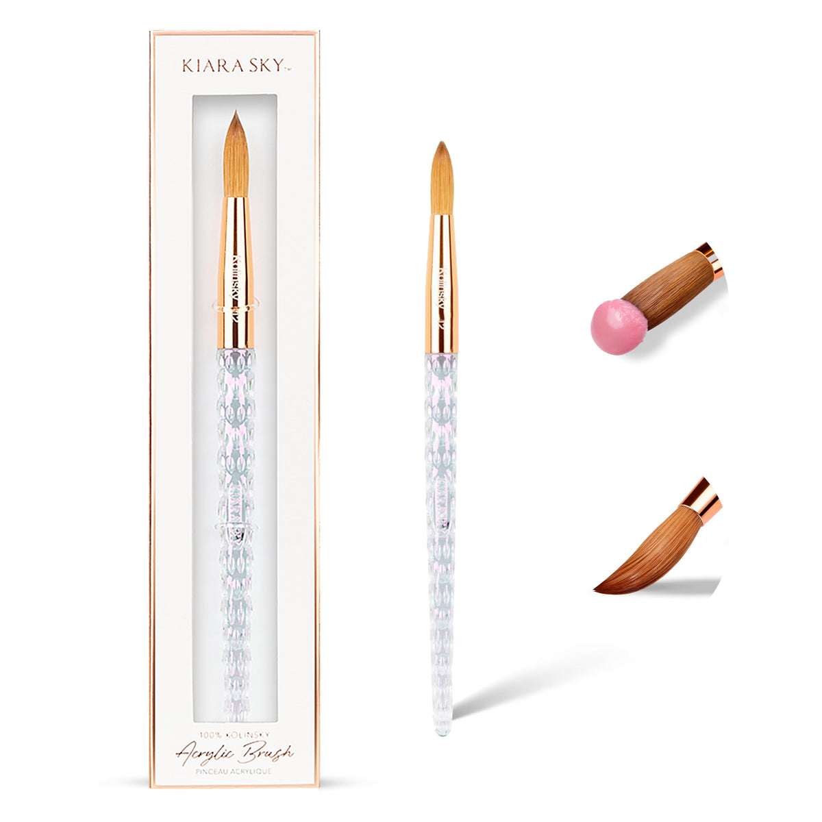 Kiara Sky brush #12 front view showing branded handle and balanced design benefit
