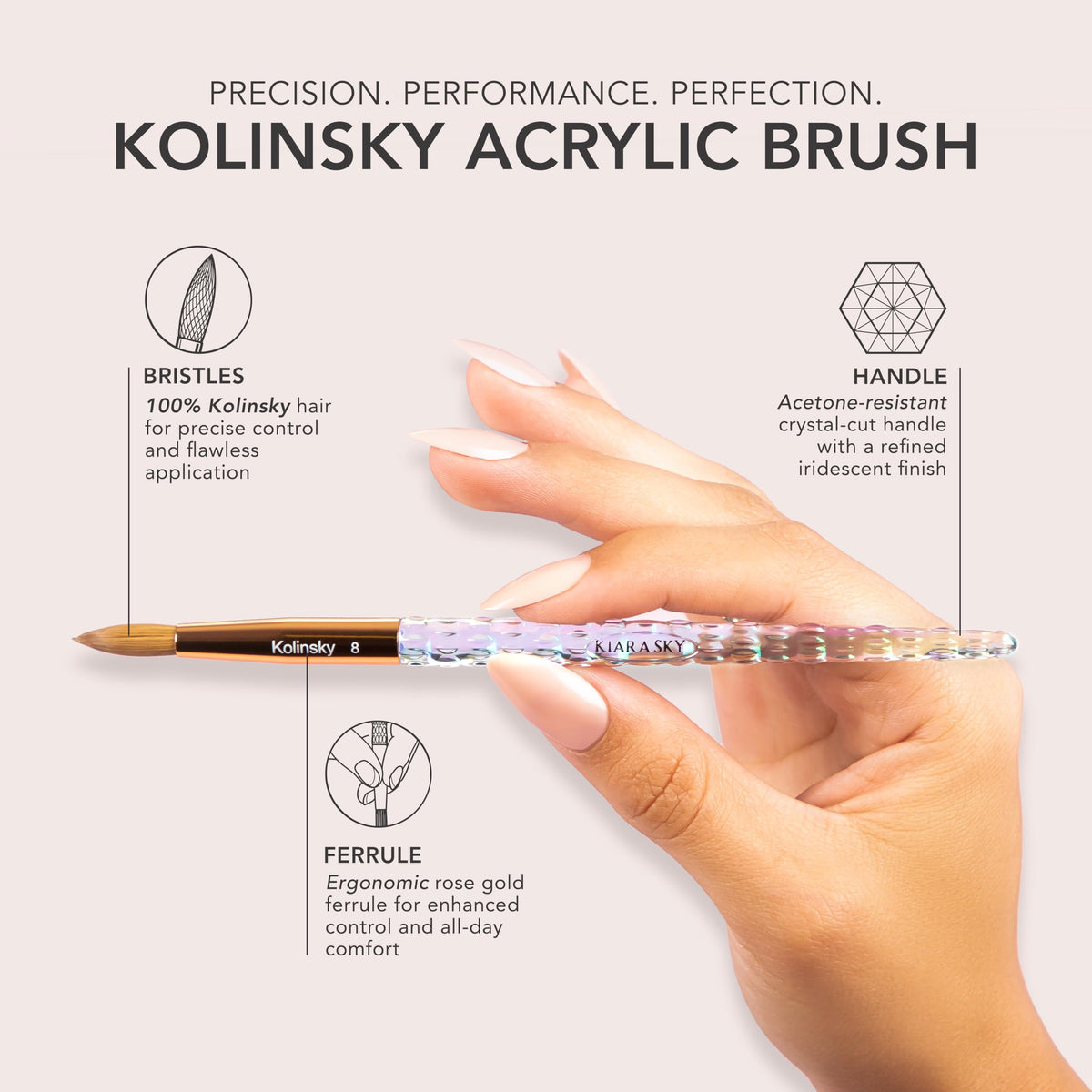 Kiara Sky iridescent crystal handle detail demonstrating solvent resistance benefit