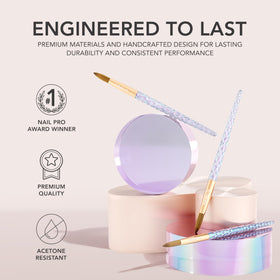 Kiara Sky brush in use sculpting acrylic extension for controlled shaping benefit