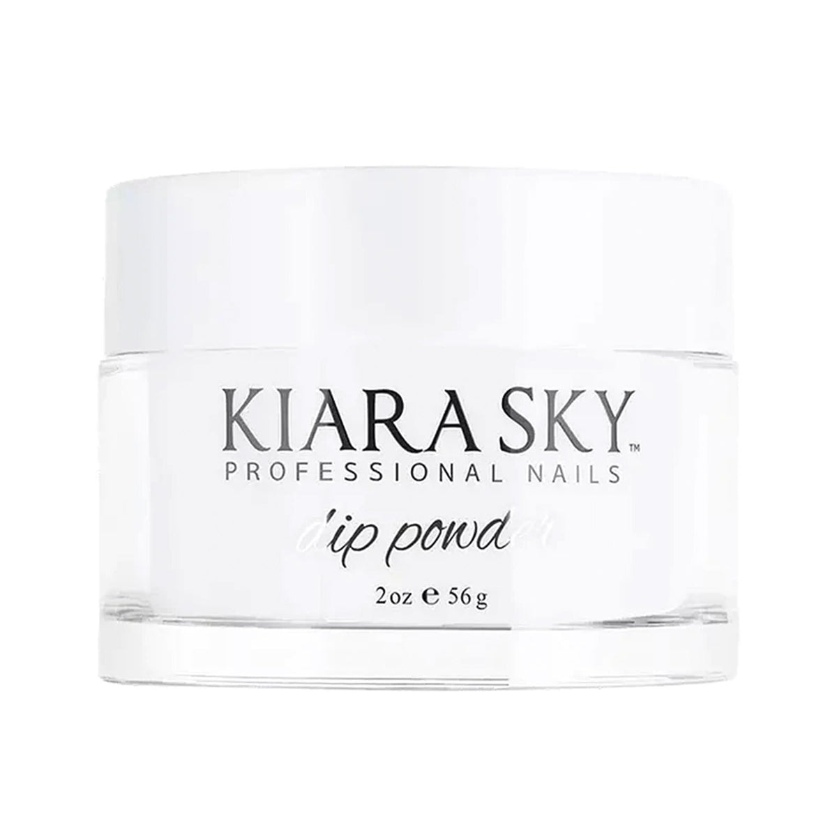 Kiara Sky clear dip powder front packaging showing label and jar benefit protection