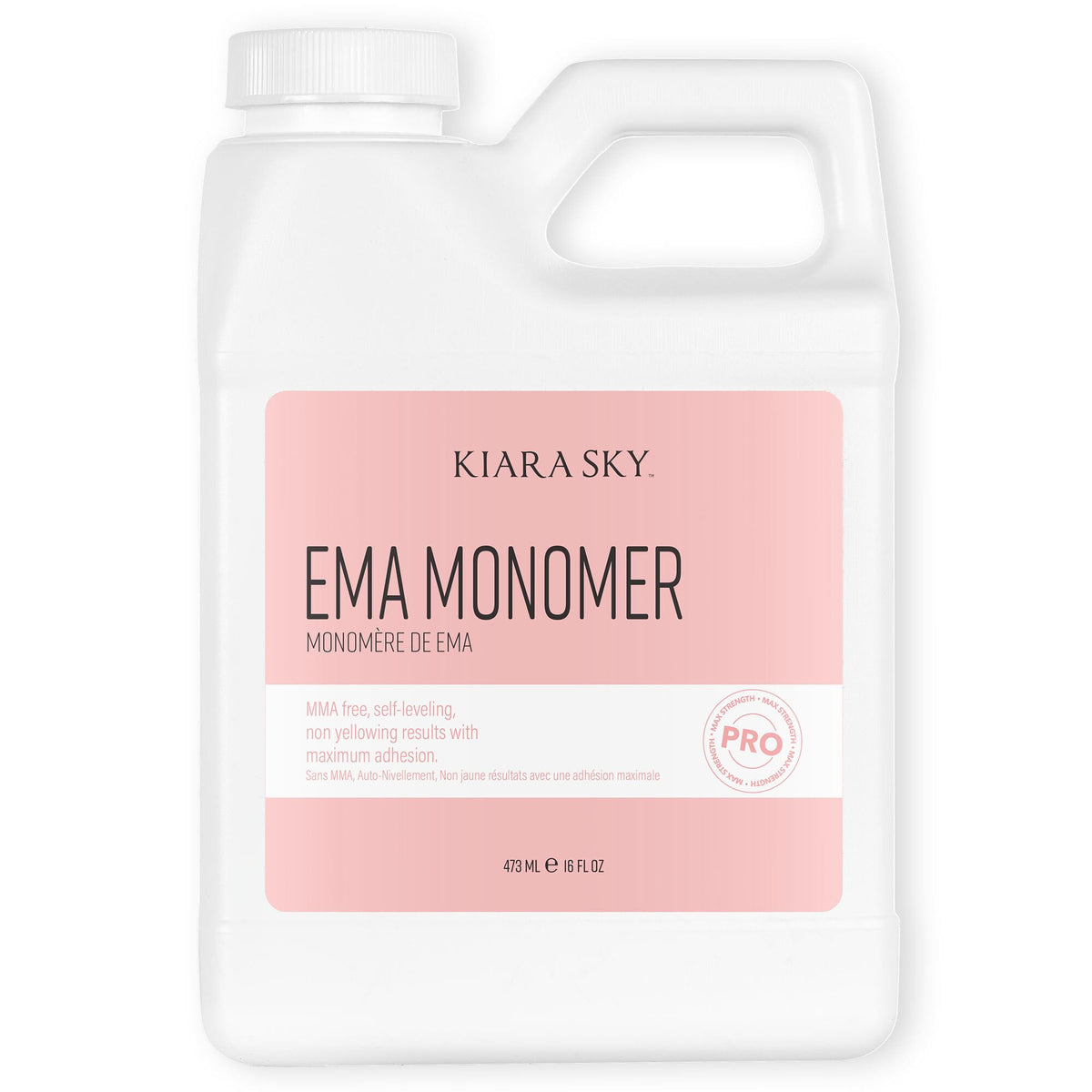 Kiara Sky front bottle view showing 16 fl oz professional monomer and salon-ready size