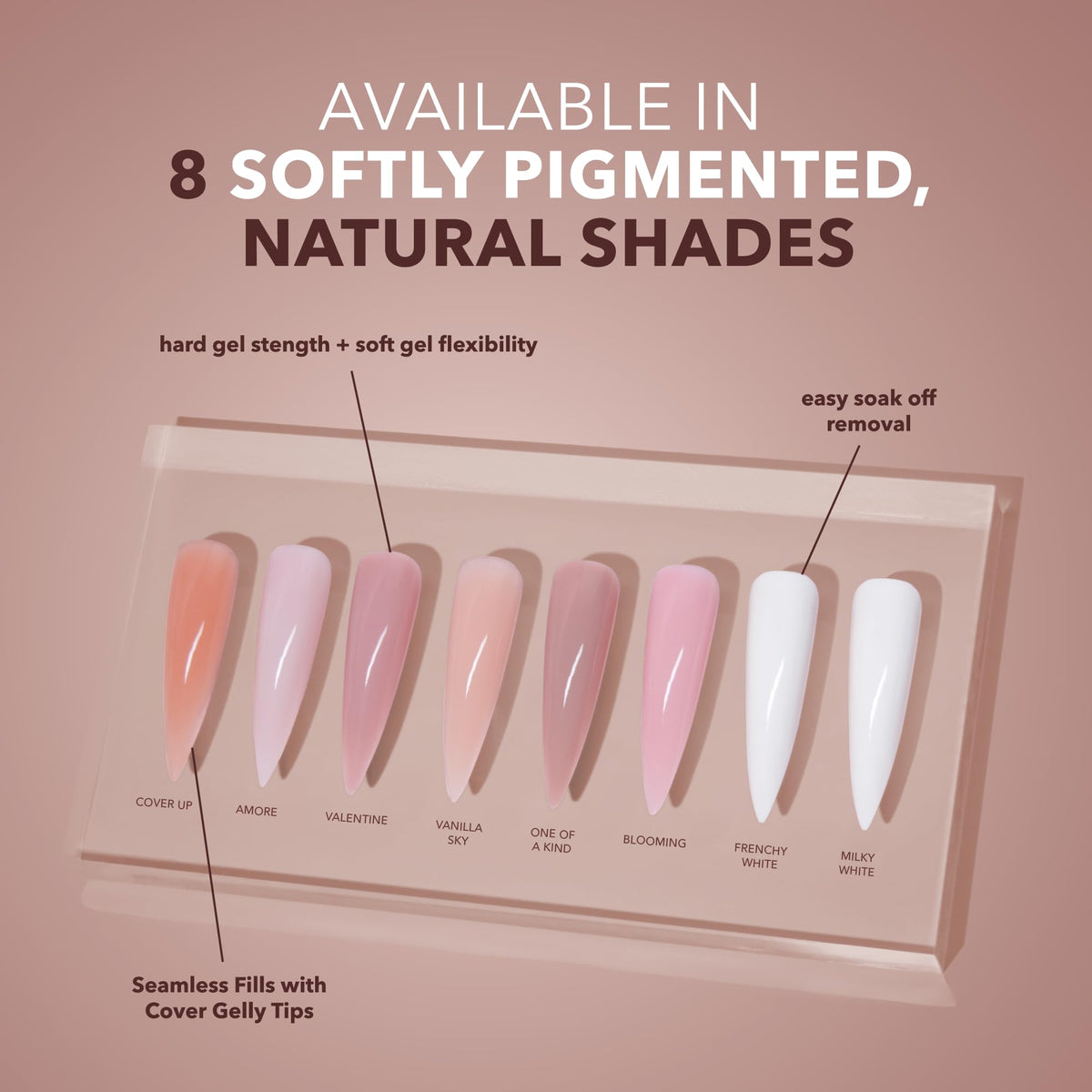 KIARA SKY label detail close-up highlighting HEMA-free hypoallergenic builder gel benefits