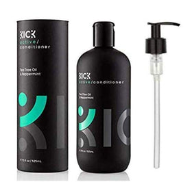 Kick front bottle showing tea tree peppermint formula and clear benefits