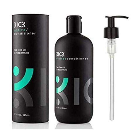 Kick front bottle showing tea tree peppermint formula and clear benefits
