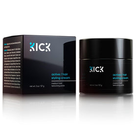 Kick front packaging showing 2 oz jar and clean branding for reliable styling