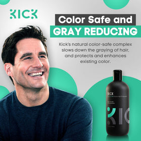Kick man applying conditioner in shower for refreshed scalp benefit