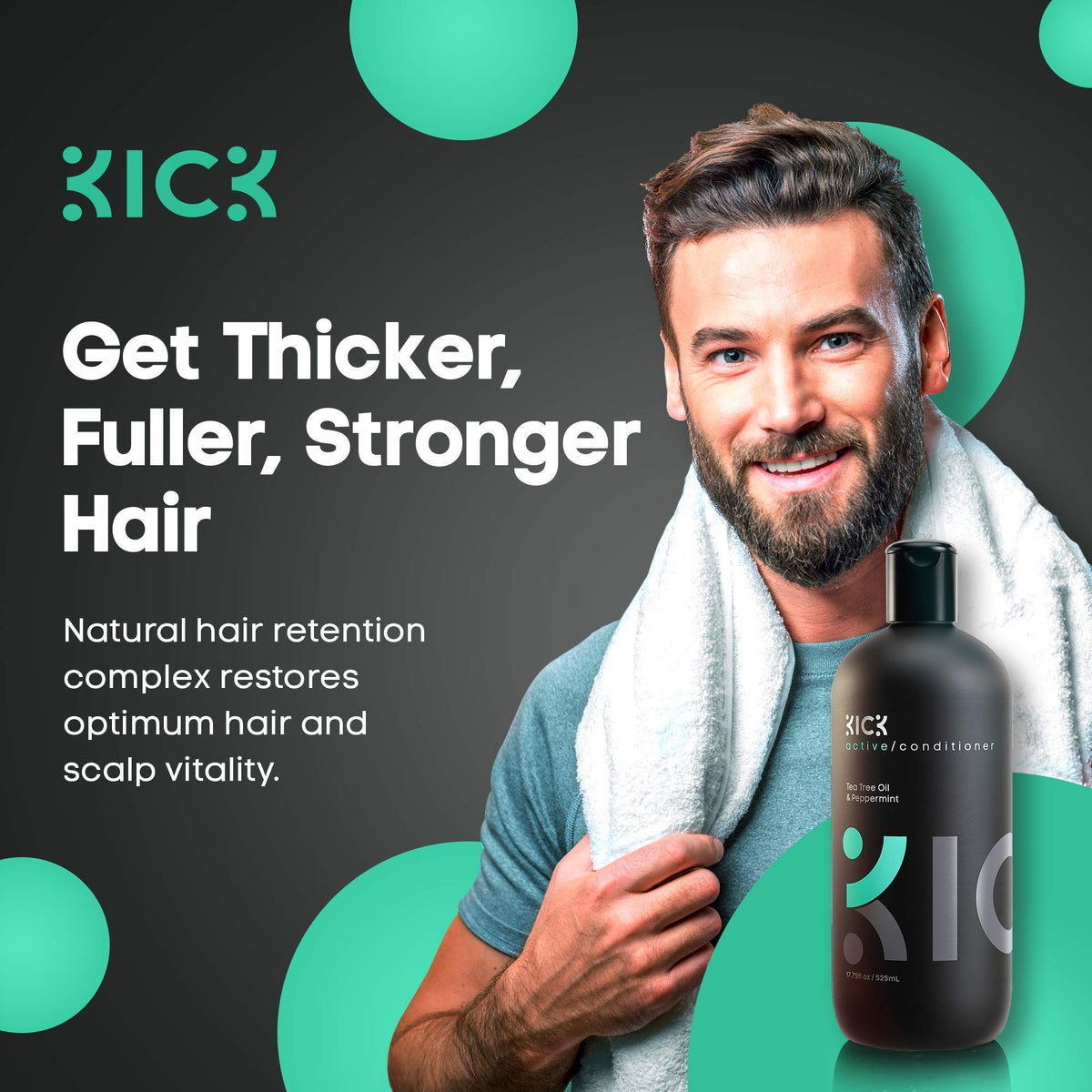 Kick pump dispensing conditioner showing creamy texture and control