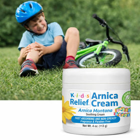 Kids Relief child applying cream illustrates gentle, hypoallergenic care