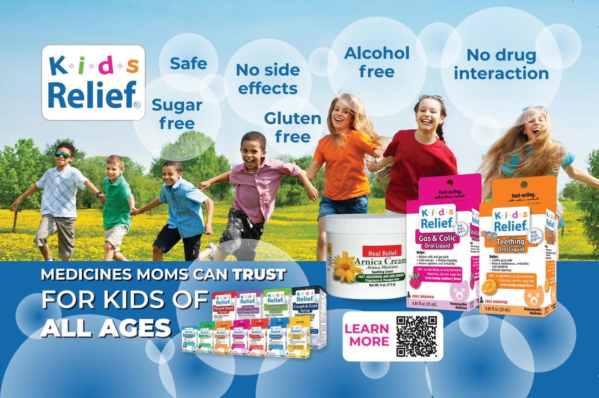 Kids Relief in family outdoors scene showing convenient, on-the-go use