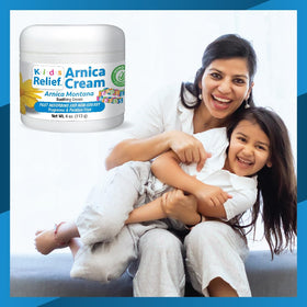 Kids Relief next to an adult hand to show 4 oz size and portability