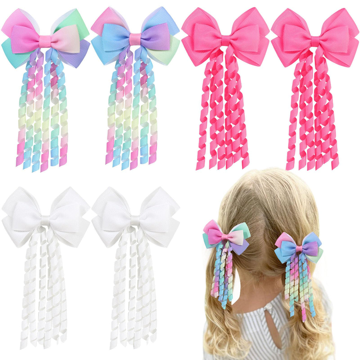 KIDSBETT front packaging showing six colorful curly ribbon bows for easy gifting
