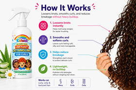 Kidwell before and after detangling showing smoother hair and easier brushing