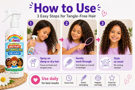 Parent using Kidwell while child brushes hair for faster, calm grooming