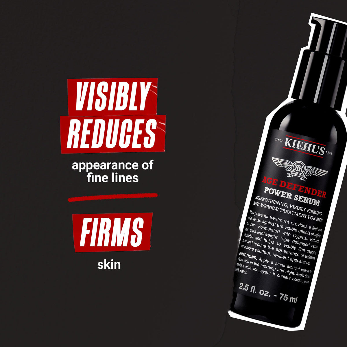 Kiehl's Age Defender applied in a men's grooming routine for firmer-looking skin