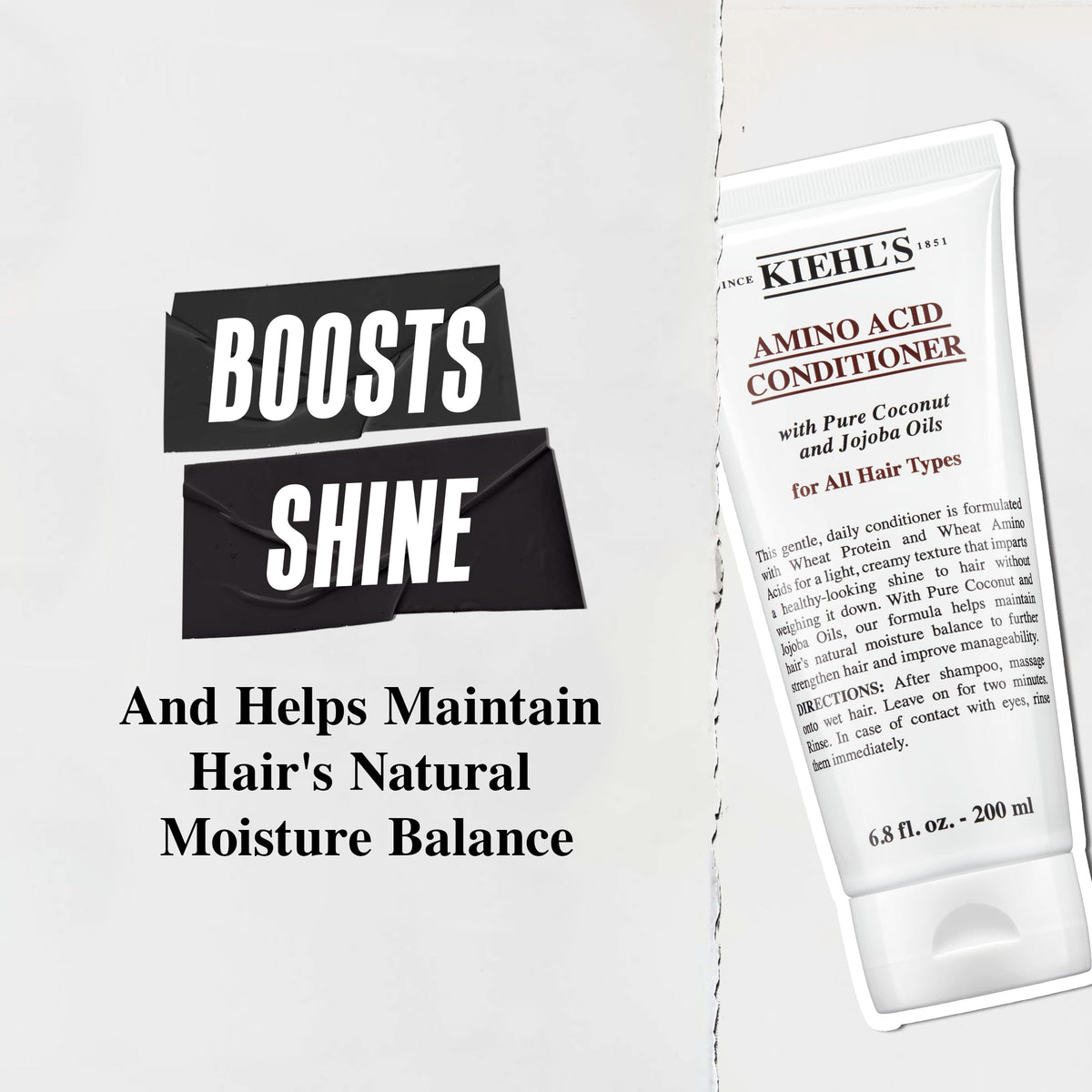 Kiehl's product being applied in shower to wet hair for quick detangling benefit