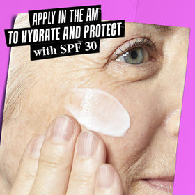 Kiehl's applying cream to cheek demonstrating lift and hydration
