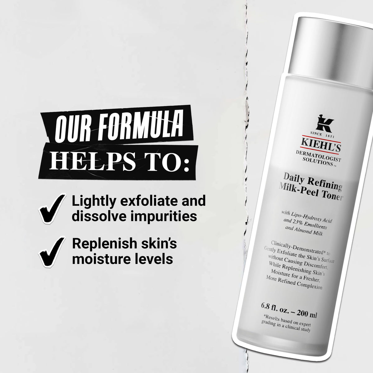Kiehl's being applied with a cotton pad, demonstrating easy daily use
