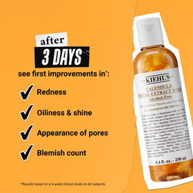 Kiehl's toner in a bathroom routine setting highlighting calming pre-serum step benefit