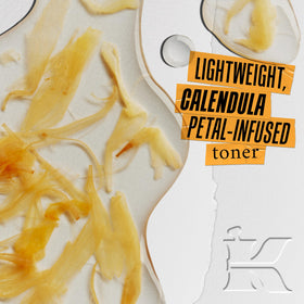 Kiehl's close-up calendula petals and botanicals illustrating soothing natural ingredients
