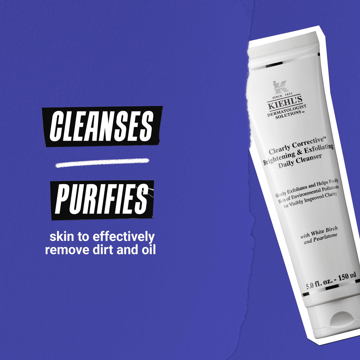 Kiehl's tube on sink in bathroom setting illustrating daily routine use