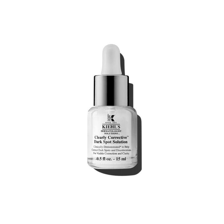 Kiehl's bottle front view showing clean design and clear serum benefits