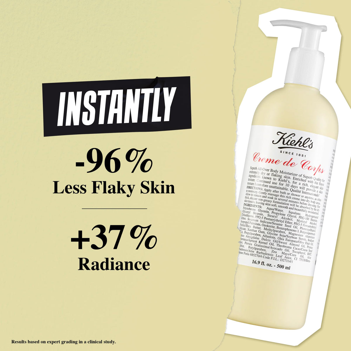 Kiehl's dispensing lotion on fingertips to show non-greasy spreadability