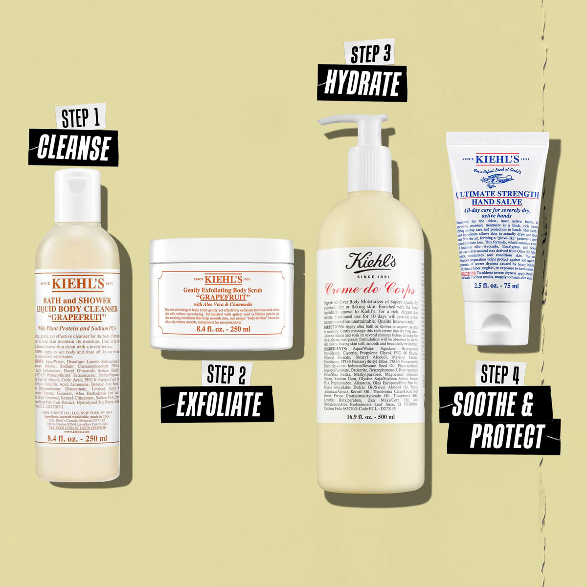 Kiehl's tube beside a hand to show product size and travel-friendly benefit