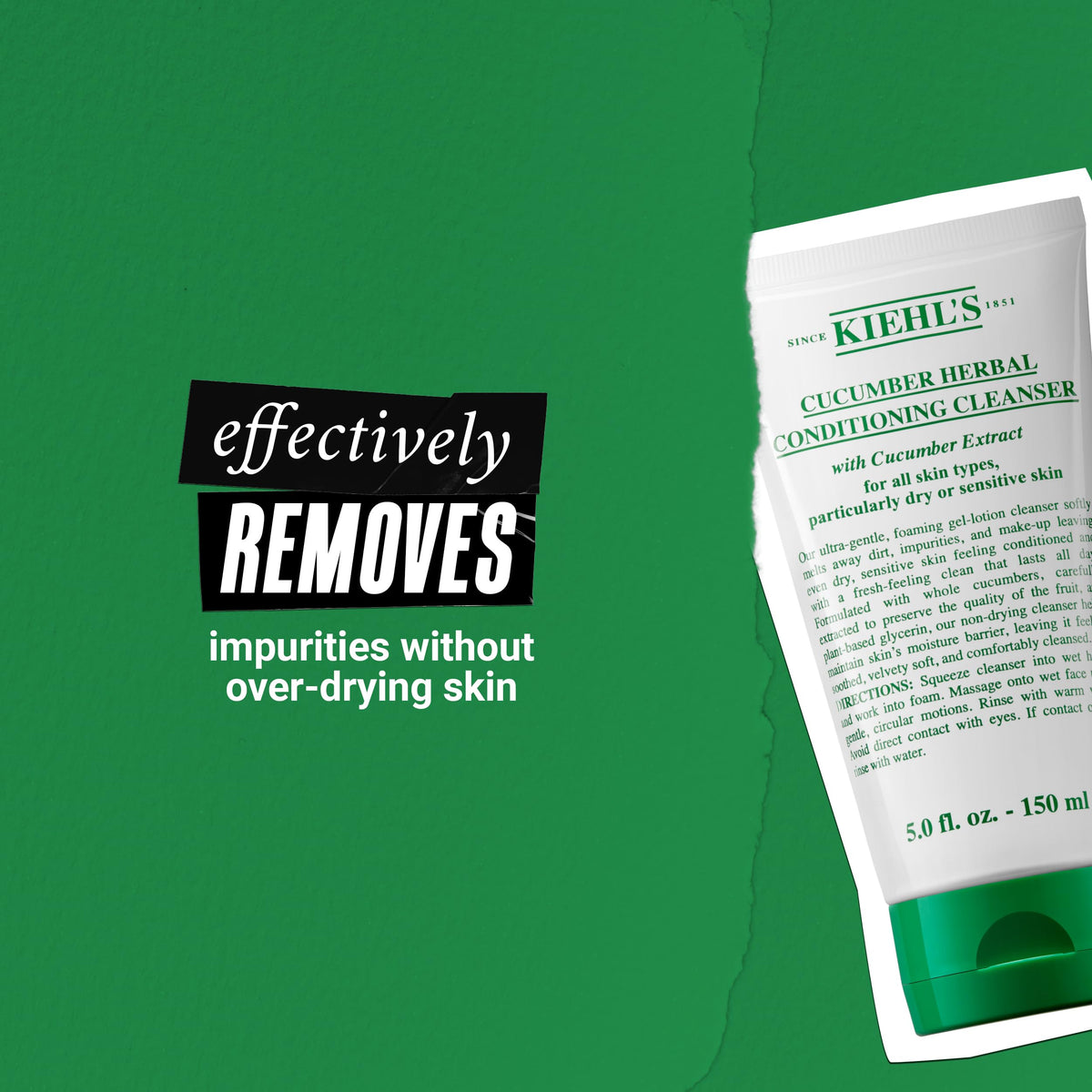 Kiehl's 5 fl oz bottle beside everyday toiletries for size and convenience