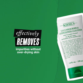 Kiehl's 5 fl oz bottle beside everyday toiletries for size and convenience