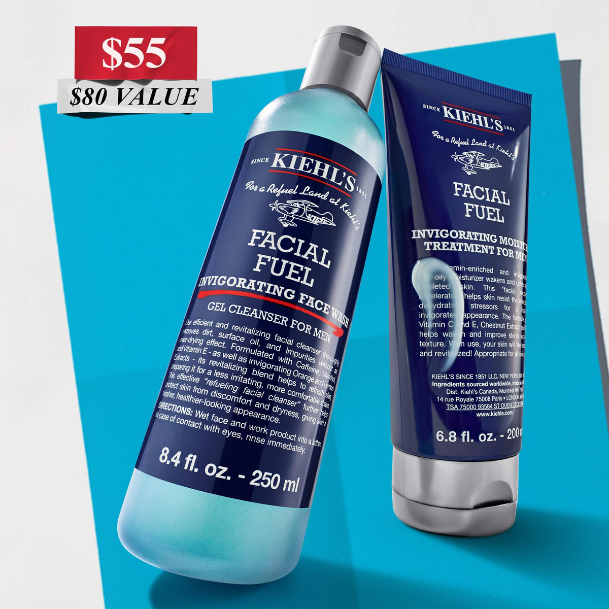 Kiehl's cleanser gel texture close-up highlighting cooling menthol feel and gentle foam