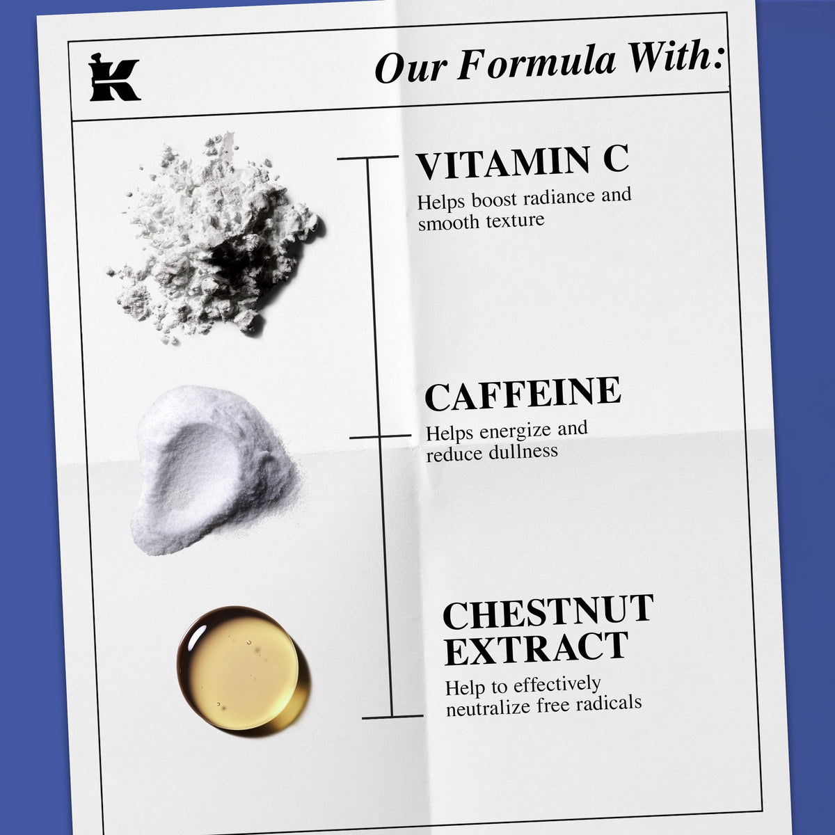 Kiehl's label listing active ingredients for transparent ingredient benefit