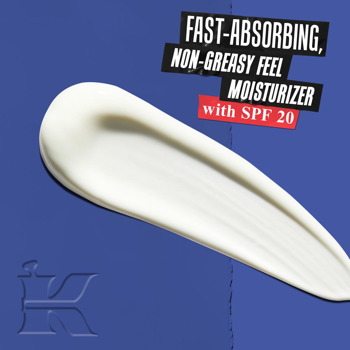 Kiehl's close-up texture of lotion illustrating lightweight, quick-absorb