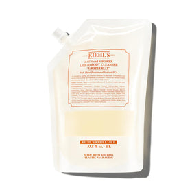 Kiehl's front label view showing product name and size, conveys clear refill branding and benefits