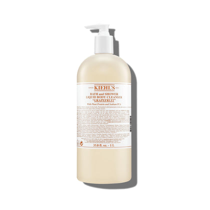 Kiehl's front packaging 1L pump showing product and benefits