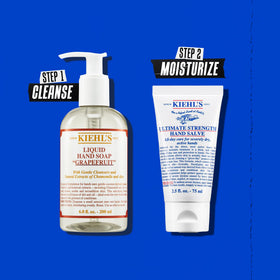 Kiehl's hand salve on bathroom vanity conveying daily use and skin conditioning
