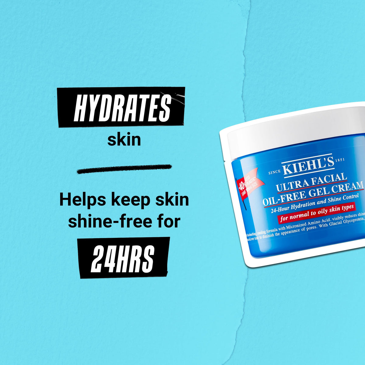 Kiehl's jar open revealing gel-cream consistency for quick absorption
