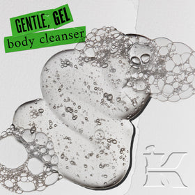 Kiehl's Made for All gel texture on palm highlighting gentle frothy lather and mild feel