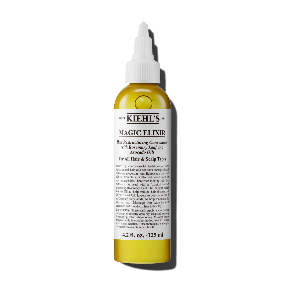 Kiehl's bottle front view showing label and 4.2 fl oz capacity, clear benefit of recognition