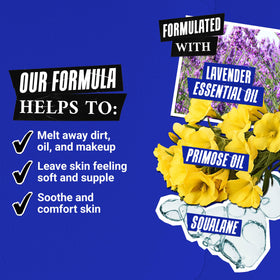 Kiehl's cleansing oil in hand being massaged on skin to remove makeup effectively